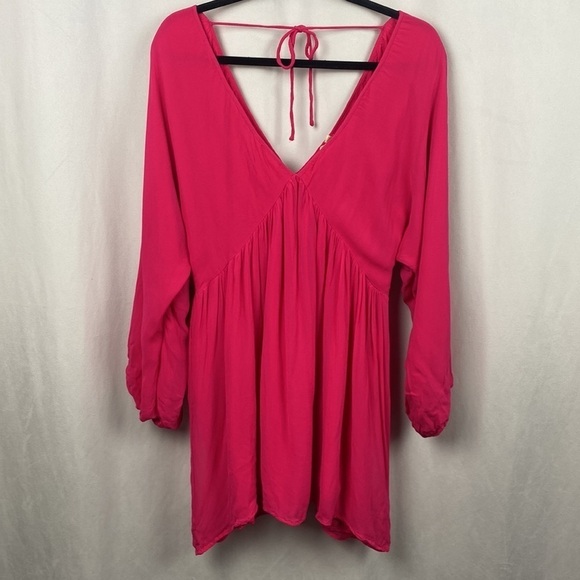 Anthropologie Let Me Be Forever That Girl Sheer Flowy Mini Dress - Hot Pink - M - Picture 3 of 13